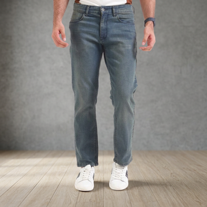 Men's Casual Mid-Waist Stonewashed Streetwear Straight-leg Woven Cotton <b>Embroidered</b> ODM Light Wash Dark Colored Denim <b>Jeans</b> - Product Image 3