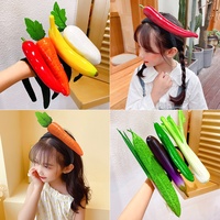 Bando Sayuran Wortel Kubis Besar untuk Wanita Grosir Buatan Tangan Lucu Cabai Biji Bunga Matahari Jepit Rambut Modis