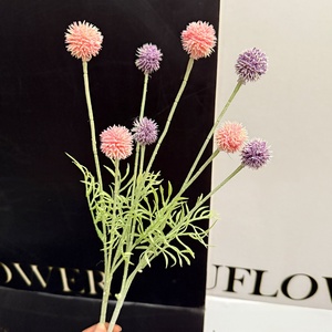 Ramo de Flores Artificiales Billy Ball de Alta Calidad con 4 Cabezas, Craspedia, para Decoración Profesional de Bodas y Hogar, Múltiples Colores - Product Image 4