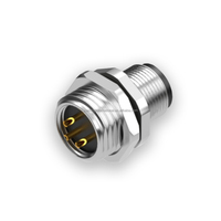 Connecteur étanche en gros de haute qualité 3 broches M12 prise A-code plaqué or montage sur panneau soudure IP67 M12 A connecteur codé 3pin
