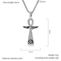 Pendentif Croix Ankh Égyptienne Artistique Punk pour Homme en Acier Inoxydable Plaqué Or avec Zircon, Accessoire Tendance de Niche pour Touristes