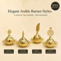Diffuseur d'arômes miniature en métal doré de style arabe du Moyen-Orient avec motif coriandre pour la décoration de la maison