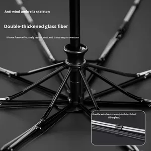 Parapluie pare-soleil portable moderne avec petite poignée dorée, entièrement automatique, revêtement noir épaissi pour la protection solaire en voyage - Product Image 4