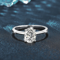 Bague en moissanite pour femme, en argent sterling 925, sertie de griffes, plaquée rhodium-platine, forme œuf de pigeon
