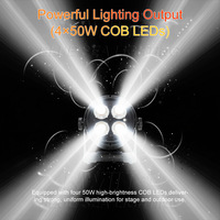 Lampu Panggung LED COB 4x50W Kecerahan Tinggi Tahan Air untuk Luar Ruangan, Putih Hangat & Putih Dingin untuk Konser DJ, Teater & Pencahayaan Pernikahan