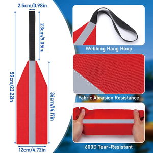 Drapeaux de sécurité rouges haute visibilité, drapeaux de remorquage, drapeaux de voyage pour kayak, canoës, SUP, marqueur de sécurité pour le voyage - Product Image 3