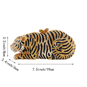 Women Cool Tiger Evening Bag Luxurious Rhinestone <b>Clutch</b> Purse Crystal Shoulder Bag for Entertainment Activities - Product Image 4