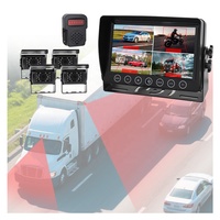 Monitor LCD para Camiones y Automóviles, Sistema de Cámara con Vista de 360 Grados, Visión Nocturna Lateral y Trasera, Monitoreo de Punto Ciego, Kit de Grabación de Seguridad