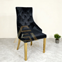 Chaise de salle à manger moderne à dossier haut en velours gris, siège rembourré, pieds en métal pour restaurant, maison, appartement, entrepôt