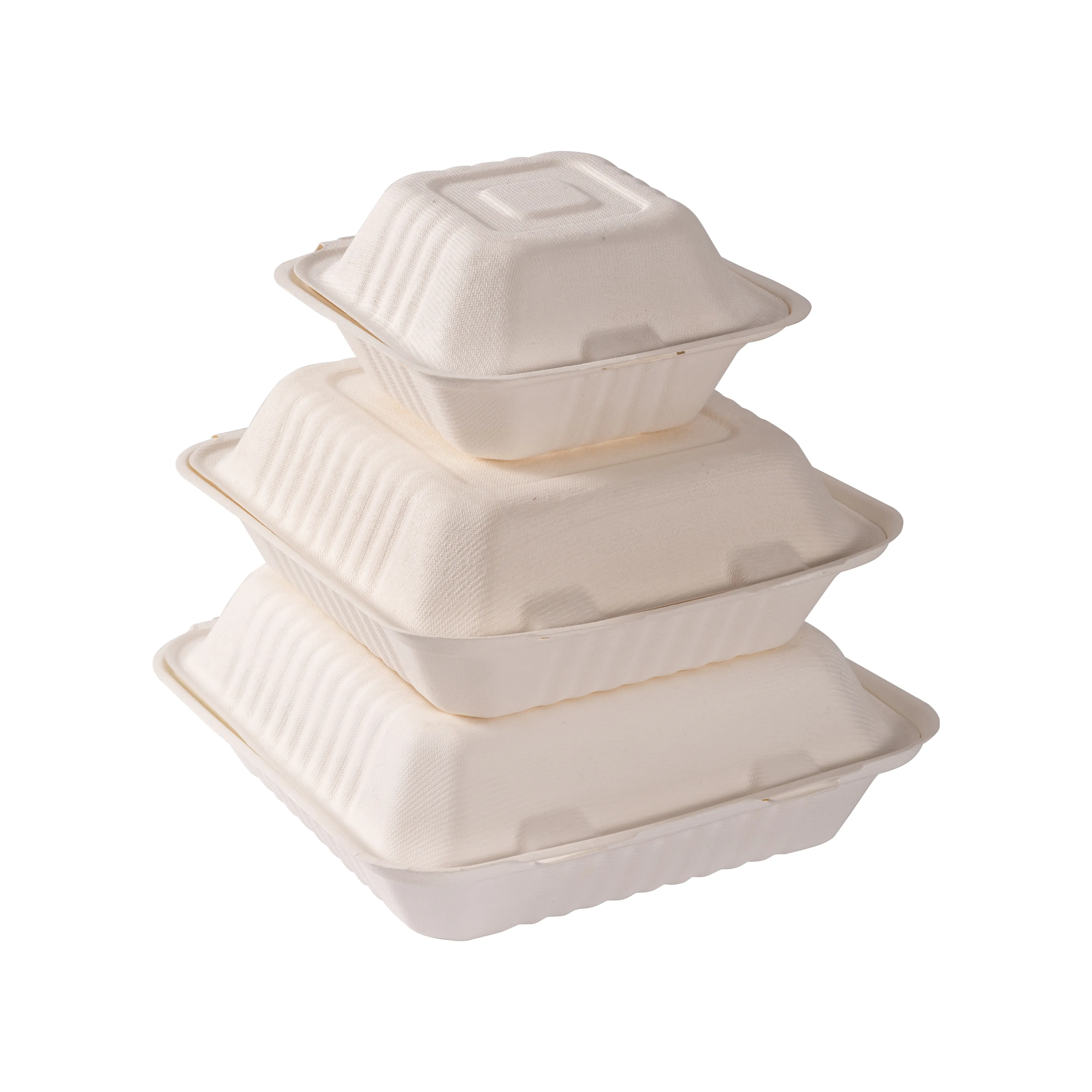 Microwavable Greaseproof Biodegradable Bagasse Togo Container Packing Bagasse Bento Box