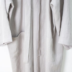 Peignoir de bain personnalisé unisexe 100 pur lin gris à manches longues hôtel Peignoir ensemble pour <span class=keywords><strong>femme</strong></span> - Product Image 6