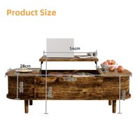 Table basse en bois moderne avec rangement dissimulé et texture unique, brun rustique, pour salon, chambre, petits espaces, bureau à domicile