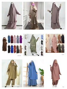 Bông Jersey 2 Miếng Jilbab Khimar Set Cho Phụ Nữ Với Túi Áo Bán Buôn Hồi Giáo Quần Áo Ramadan Eid Thổ Nhĩ Kỳ Jilbab - Product Image 5
