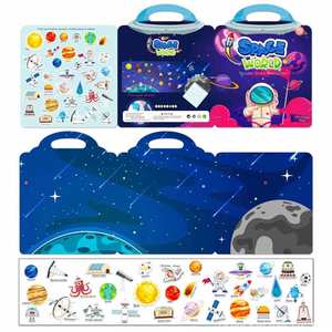 Livre d'autocollants en gel réutilisable pour le développement intellectuel des tout-petits, avec autocollants en PVC amovibles à thème univers spatial et applications variées - Product Image 3