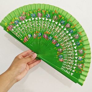 Wholesale High Quality Colorful Spot 23 cm <b>Gift</b> Fan Hand-painted Wooden Fan Spanish Wooden Crafts Folding Hand Fan - Product Image 3