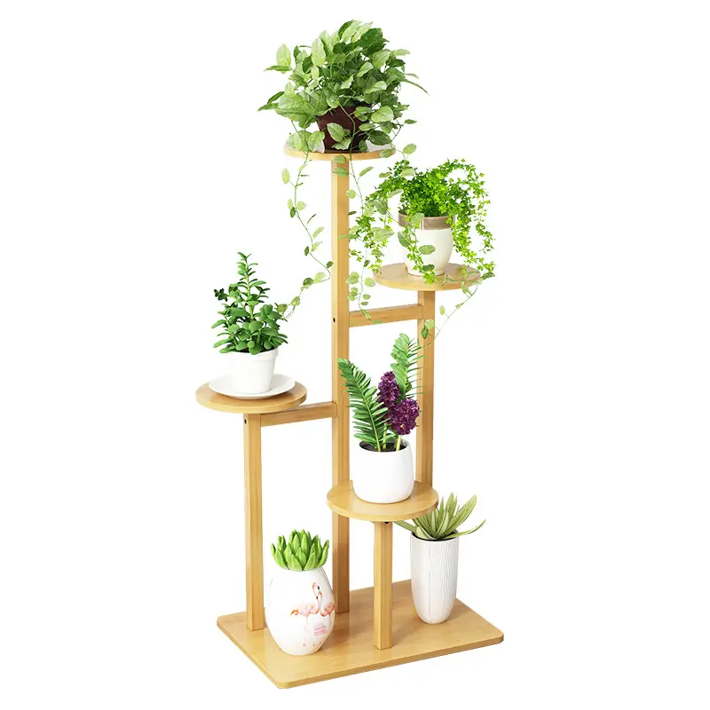 Morden Strong Bearing Capacity 4 Tier Bamboo Display Plant Stand Flower Shelf Potted Flower Pots Organizer Shelf