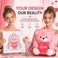Sac à dos en peluche personnalisé en forme de cœur d'ours pour la Saint-Valentin, sac à dos doux personnalisé, cadeau de vacances, OEM ODM