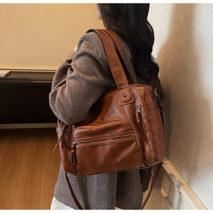 Sac à main rétro, grande capacité, sac à bandoulière, sac porté croisé, sac fourre-tout multicouche et multipoches - Product Image 5