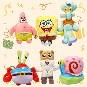 Peluches en Peluche Bob Éponge de 8 Pouces pour Enfants Peluches Personnage de Dessin Animé Célèbre Poupée en Peluche pour Machine à Griffes