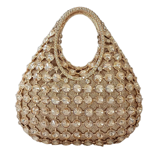 Pochette de soirée raffinée pour femme avec poignée supérieure, ornée de strass brillants, sac à main tendance pour banquets et sorties nocturnes - Product Image 3