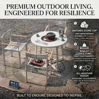 Meubles de jardin en aluminium pour villa, tables et chaises de patio avec barbecue pour 4 personnes, ensemble de table à manger pour balcon avec barbecue