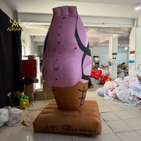 Sculpture gonflable en forme de cornet de glace tourbillonnant bicolore pour l'affichage en vitrine des pâtisseries, décoration estivale pour centres commerciaux