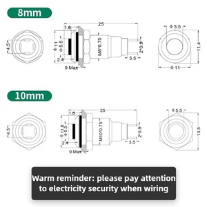 8mm 10mm 금속 버튼 스위치 (조명 포함, 방수) 24V 소형 원형 미니 스위치 - Product Image 4