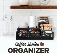 Boîte de station de café en bois personnalisée panier de rangement de support de dosettes de café en bois noir pour comptoir