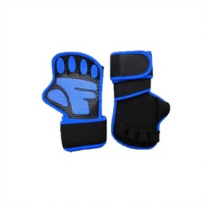 Guantes de gimnasia de dedos cortos de goma duraderos personalizados para hombres y mujeres Color azul y verde - Product Image 1