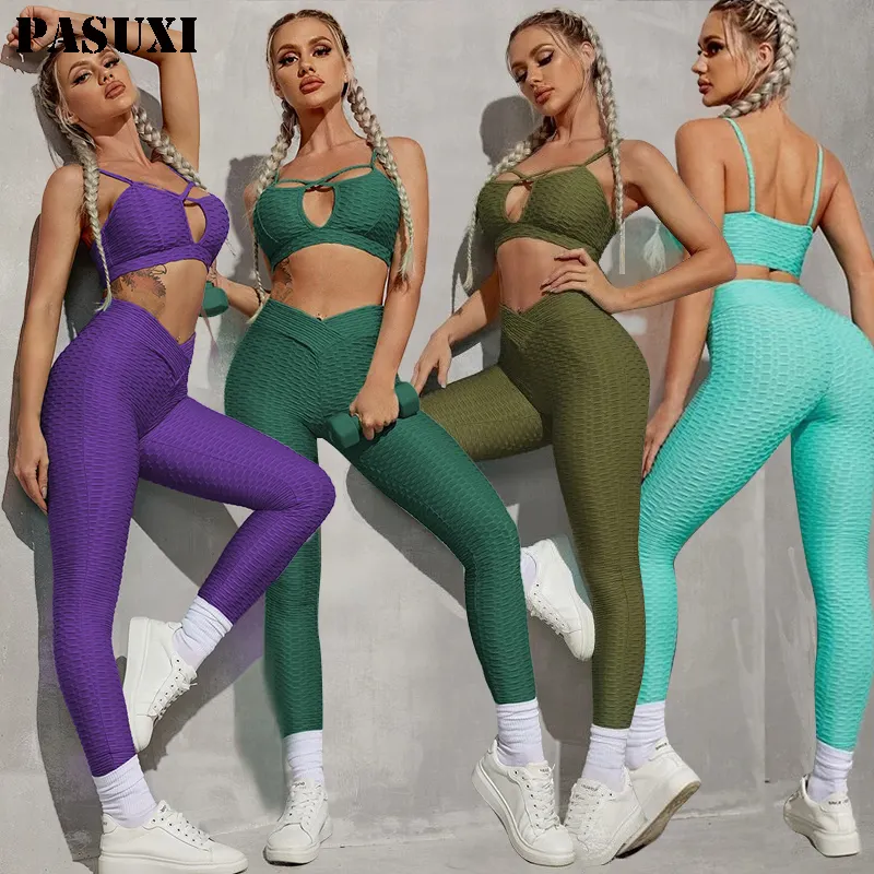 PASUXI In Stock Custom Plus Size Sports Ladies Gym Yoga Suit Activewear Workout Clothing Women Active Wear Yoga Set