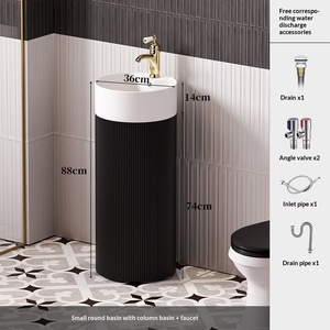 Mueble <span class=keywords><strong>de</strong></span> <span class=keywords><strong>Baño</strong></span> Moderno <span class=keywords><strong>de</strong></span> Estilo Francés Retro con Lavabo Pedestal <span class=keywords><strong>de</strong></span> Cerámica Integrado <span class=keywords><strong>de</strong></span> un Solo Orificio, en Forma <span class=keywords><strong>de</strong></span> <span class=keywords><strong>Columna</strong></span>, para Espacios Pequeños - Product Image 6