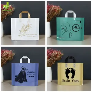 Custom Poly Bag Soft Loop Handles LDPE/HDPE Tote Shopping Plastic Bag With Own Logo For Clothing Packaging