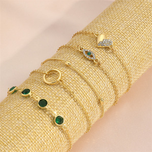 Nouvel ensemble tendance de 5 bracelets géométriques carrés à chaîne, avec serpent en diamant vert et bracelet en or, pour femme, coffret cadeau de bijoux - Product Image 4