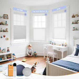 ستائر خلوية معتمة بمحرك مع حواف ملفوفة من الكتان ظلال نوافذ معدنية لاسلكية للمنزل والفندق بلون أسود - Product Image 5