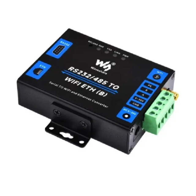 Waveshare industrial serial server RS232/485 to WiFi and Ethernet, Modbus Gateway, MQTT gateway