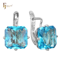 Boucles d'oreilles clipsables FJ Fallon Jewelry, grande taille, en zircone cubique rouge clair, plaquées or blanc