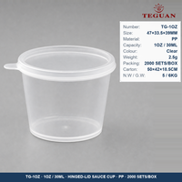 Gobelets à sauce jetables en plastique transparent de 1 oz avec couvercles, contenants pour condiments alimentaires et sauces salade, vente en gros