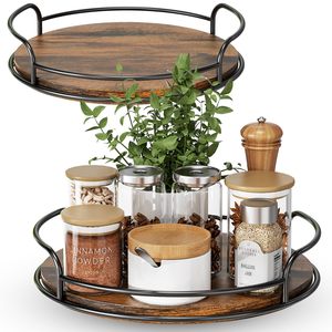 Bandeja de Almacenamiento de Madera Personalizada de Fábrica, OEM ODM, Organizador Giratorio de 9"x2.3" Tipo Soporte para Sala de Estar - Product Image 1