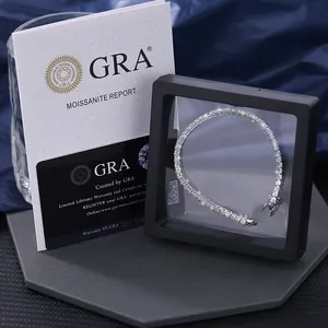 Hochwertiger 925er Sterling Silber Voll diamant schmuck VVS GRA Zertifikat Moissan ite Tennis Armband 18CM