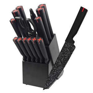 Wholesale Household Chef Cutlery <b>Set</b> Granite Speckled Coated Blade Plastic Handle Kitchen <b>Knife</b> <b>Set</b> with Block - Product Image 1