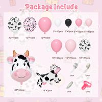 Kit de guirlande de ballons vache rose, ballons en latex à imprimé vache, bannière Joyeux Anniversaire, décoration de fête d'anniversaire pour filles sur le thème des animaux de la ferme, 1er anniversaire