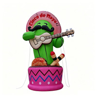 Cactus gonflable géant personnalisé de 8 m de haut avec guitare pour la décoration de la fête mexicaine du Cinco de Mayo