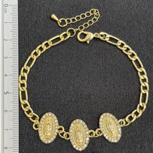 Ingrosso gioielli in rame 14k placcato in oro vendita calda ovale zircone vergine maria religioso Figaro braccialetti Pulsera Cristiana - Product Image 4