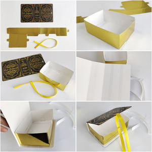 Islam or estampage feuille <span class=keywords><strong>livre</strong></span> forme Eid Mubarak papier bonbons boîte-cadeau pour la décoration de l'Aïd musulman - Product Image 4