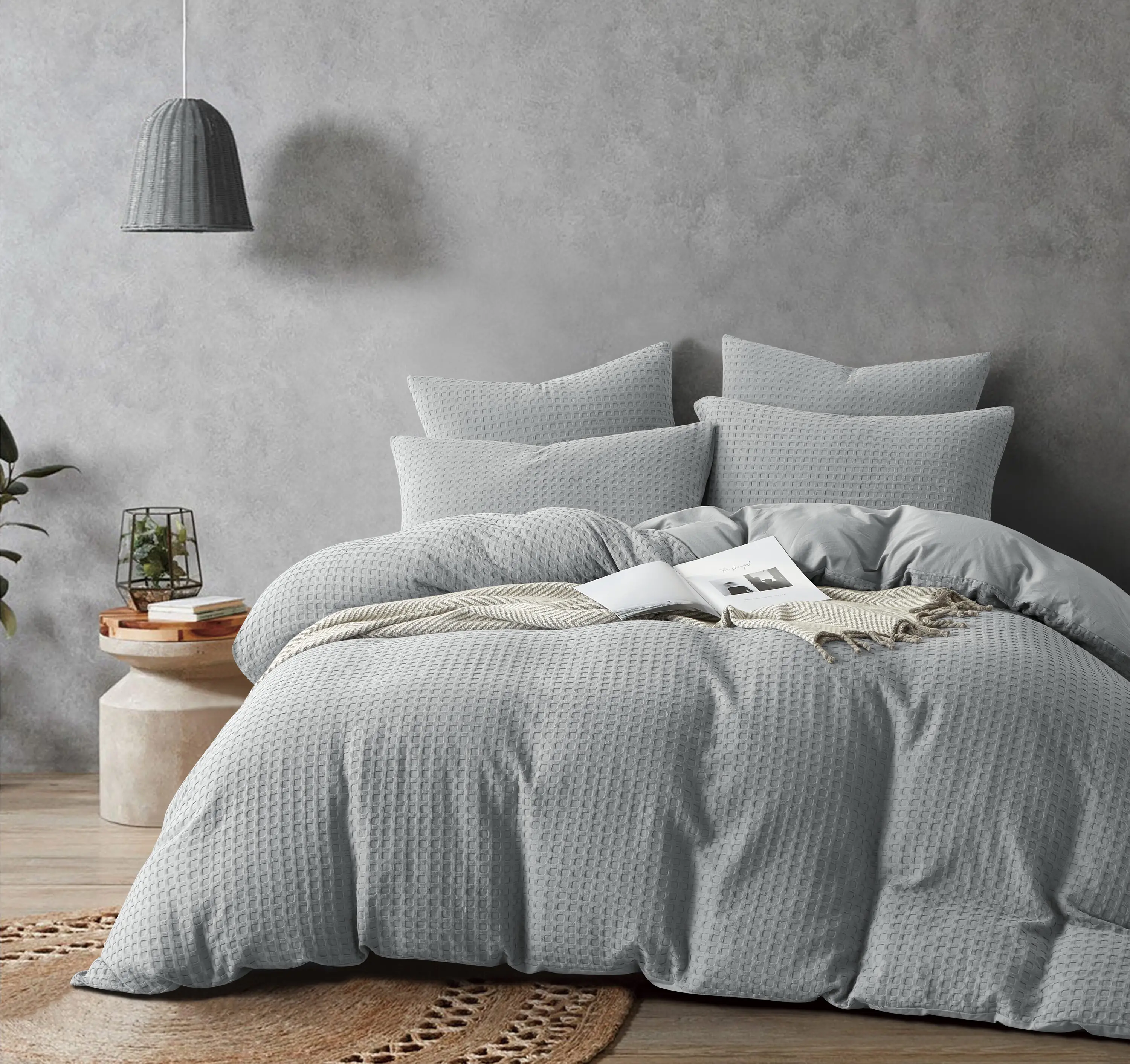 100% Cotton Waffle Weave Duvet Cover Set- Luxury Bedding Set 3 Pieces-Full Bedding Set