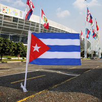 Bandera de plástico duradera personalizada al por mayor con clip para ventana de coche, para publicidad en desfiles nacionales de Cuba, promoción deportiva y para vehículos.