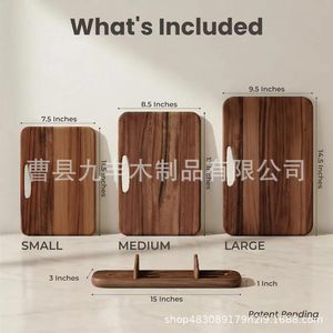 ชุดเขียงไม้อะคาเซียทรงสี่เหลี่ยมผืนผ้ามีด้ามจับอเนกประสงค์ใช้ในครัว - Product Image 4