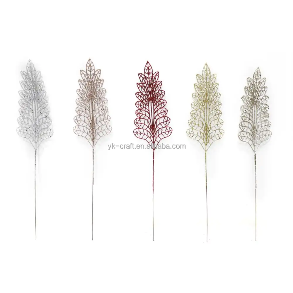 Púas de plumas huecas de Navidad artificiales decoración árbol de Navidad ramas largas decorativas adorno de aerosol de plumas brillantes