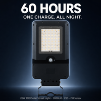 Lampe solaire de rue PRO 20W 3000lm avec capteur de mouvement PIR, 3 températures de couleur, du crépuscule à l'aube, IP65, pour campus et parking, garantie 3 ans