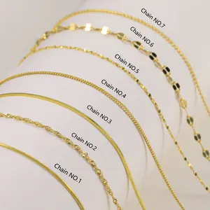 Venta caliente OEM Proveedor de joyería Joyería de moda 18K Chapado en oro Caja de cable de serpiente Cadena de cuentas Collar Cadenas para mujeres o hombres